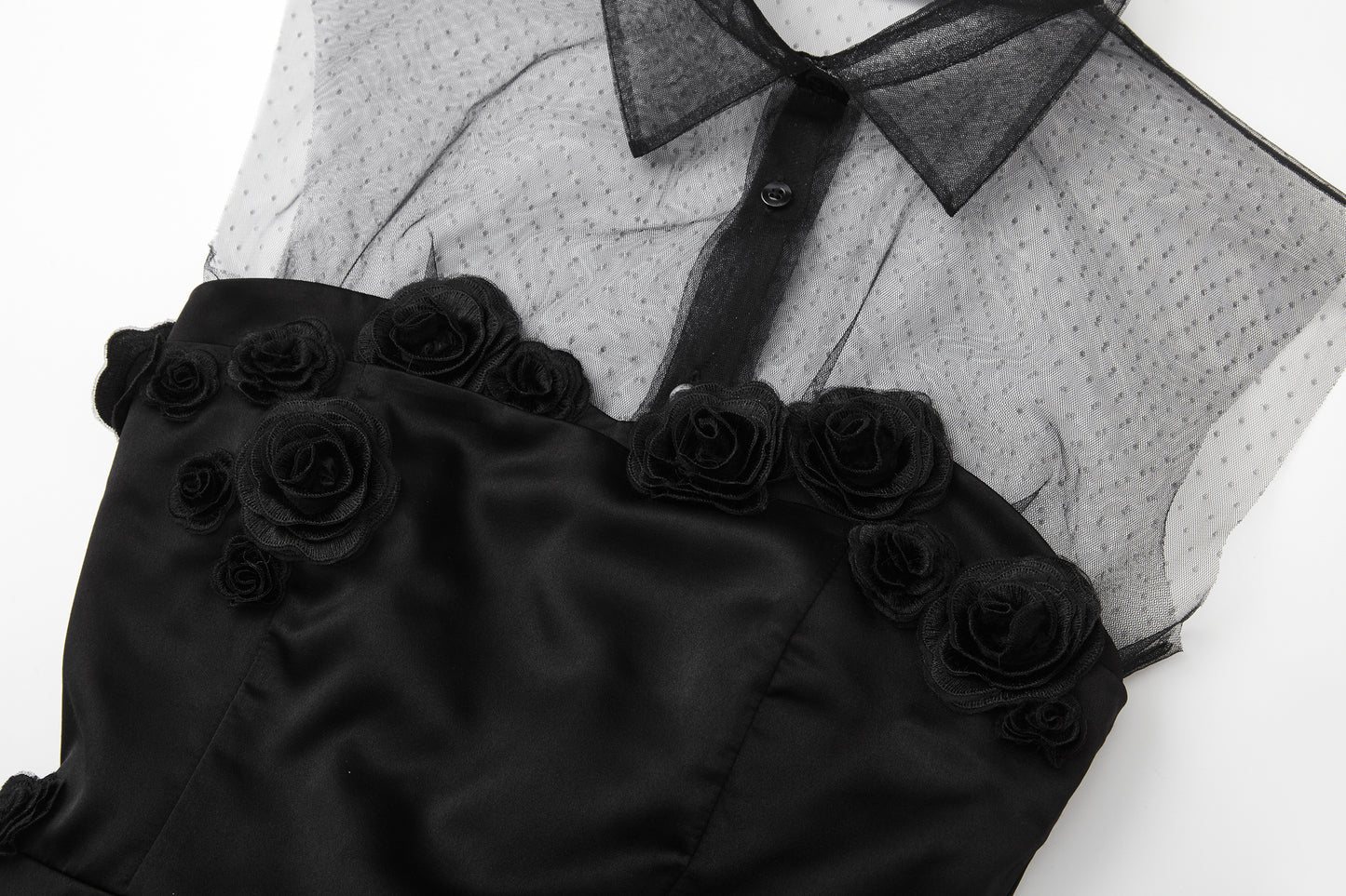 ordúdíordú | Dress - Strapless Dress with Black Roses