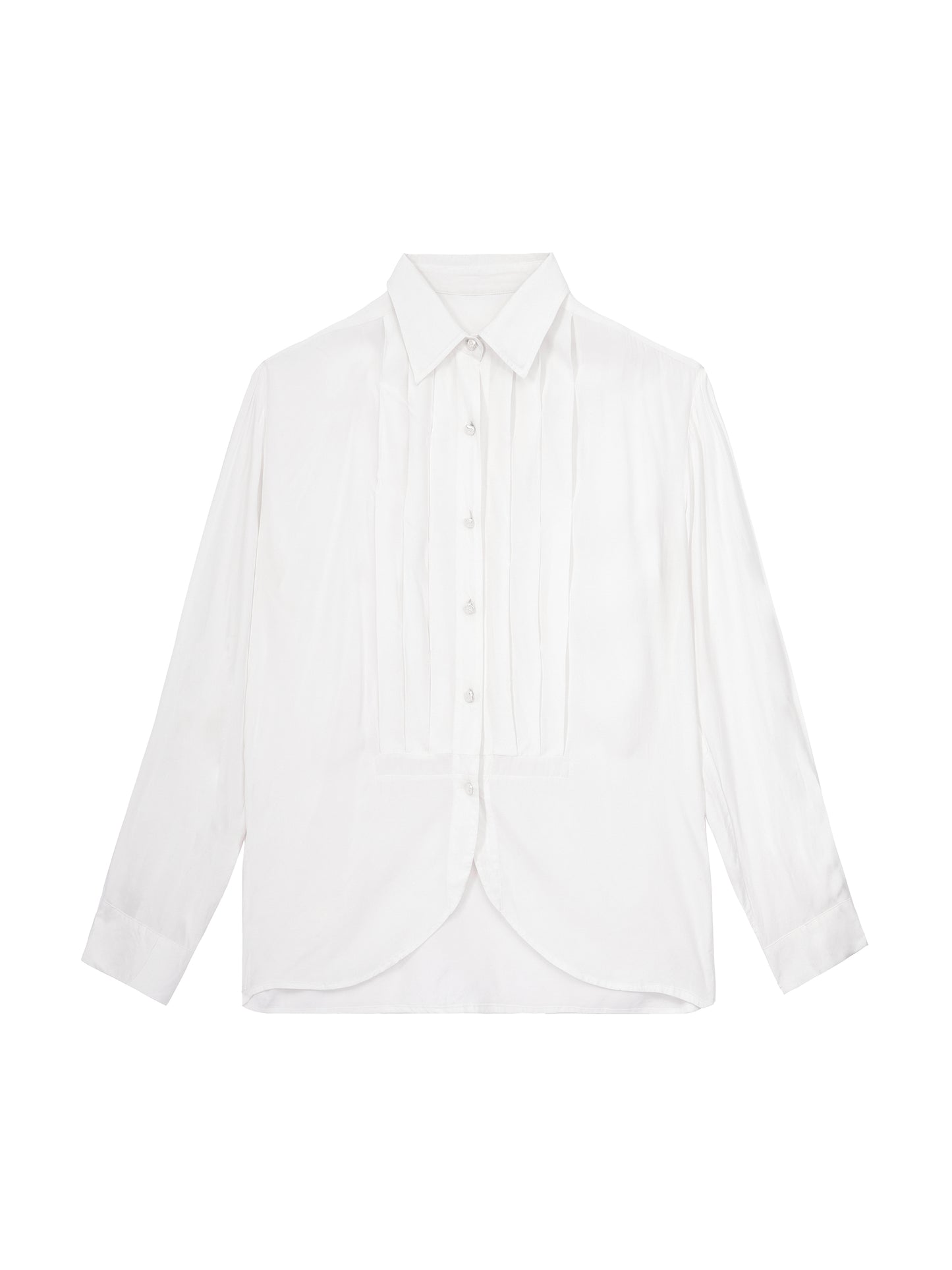 ordúdíordú | Shirt - Vertical Pleated Layer Front Piece White Shirt