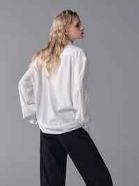 ordúdíordú | Shirt - Vertical Pleated Layer Front Piece White Shirt