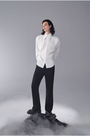 ordúdíordú | Shirt - White Shirt with Short Ruffled Collar and Lace
