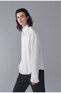 ordúdíordú | Shirt - White Shirt with Short Ruffled Collar and Lace