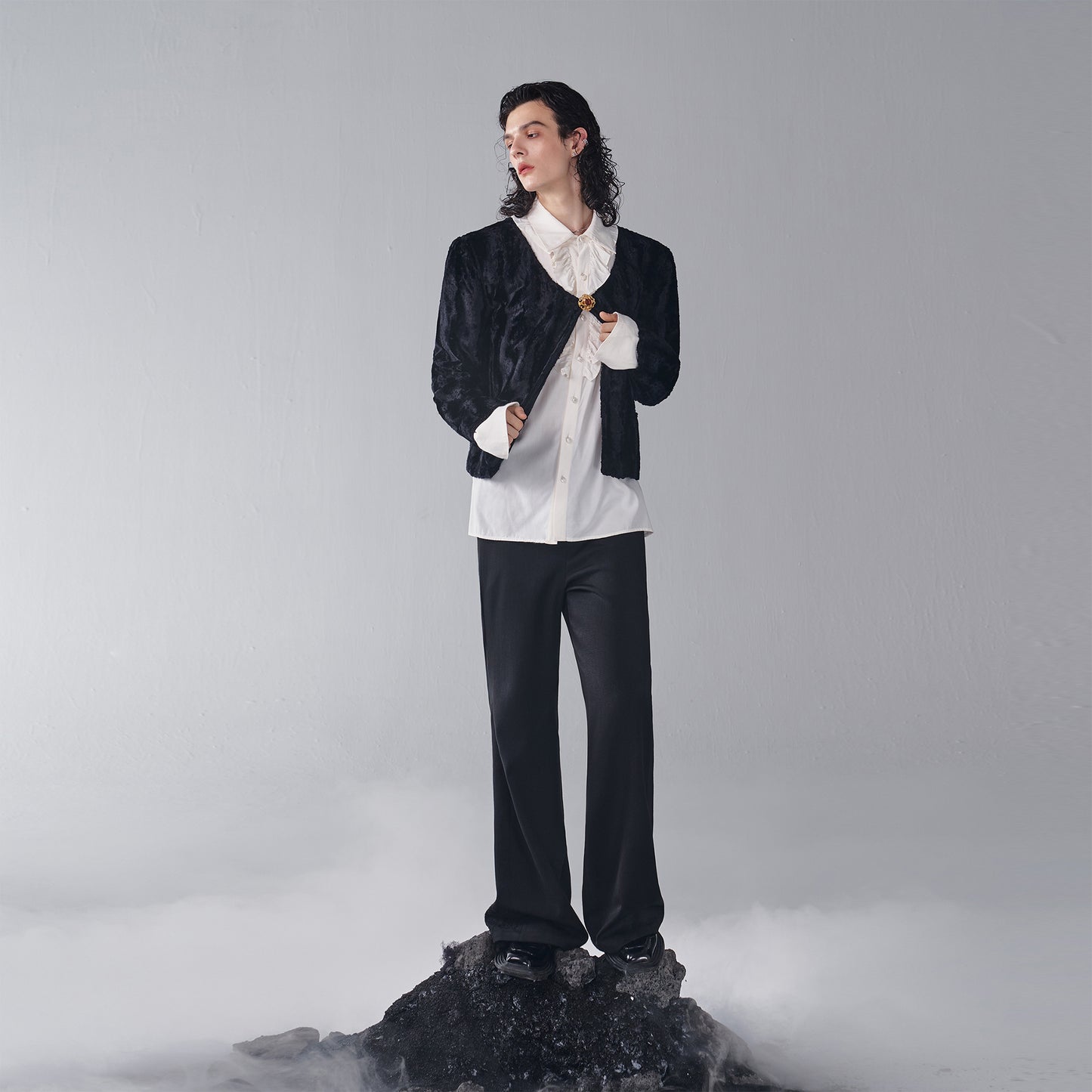 ordúdíordú | Coat - Woolen Collarless Coat